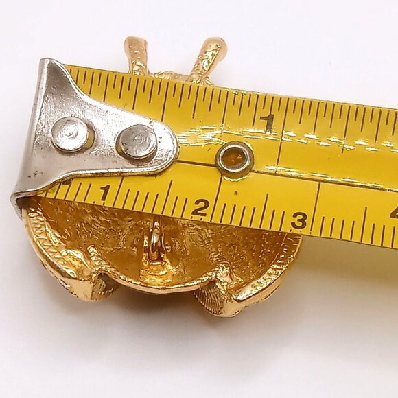 Roman Ladybug Brooch Gold Tone Black Red Enamel White Rhinestone Lapel Pin VTG - Picture 11 of 11